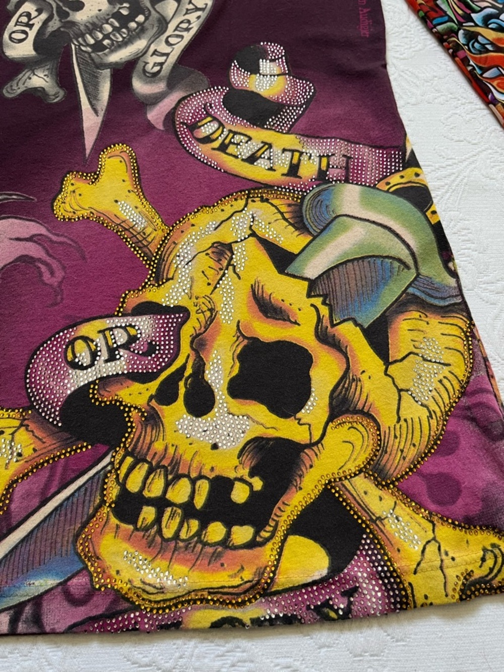 Vintage Ed Hardy Long Mesh Sleeve “Tattoo” Top Shirt M Vintage Y2K - Picture 15 of 15